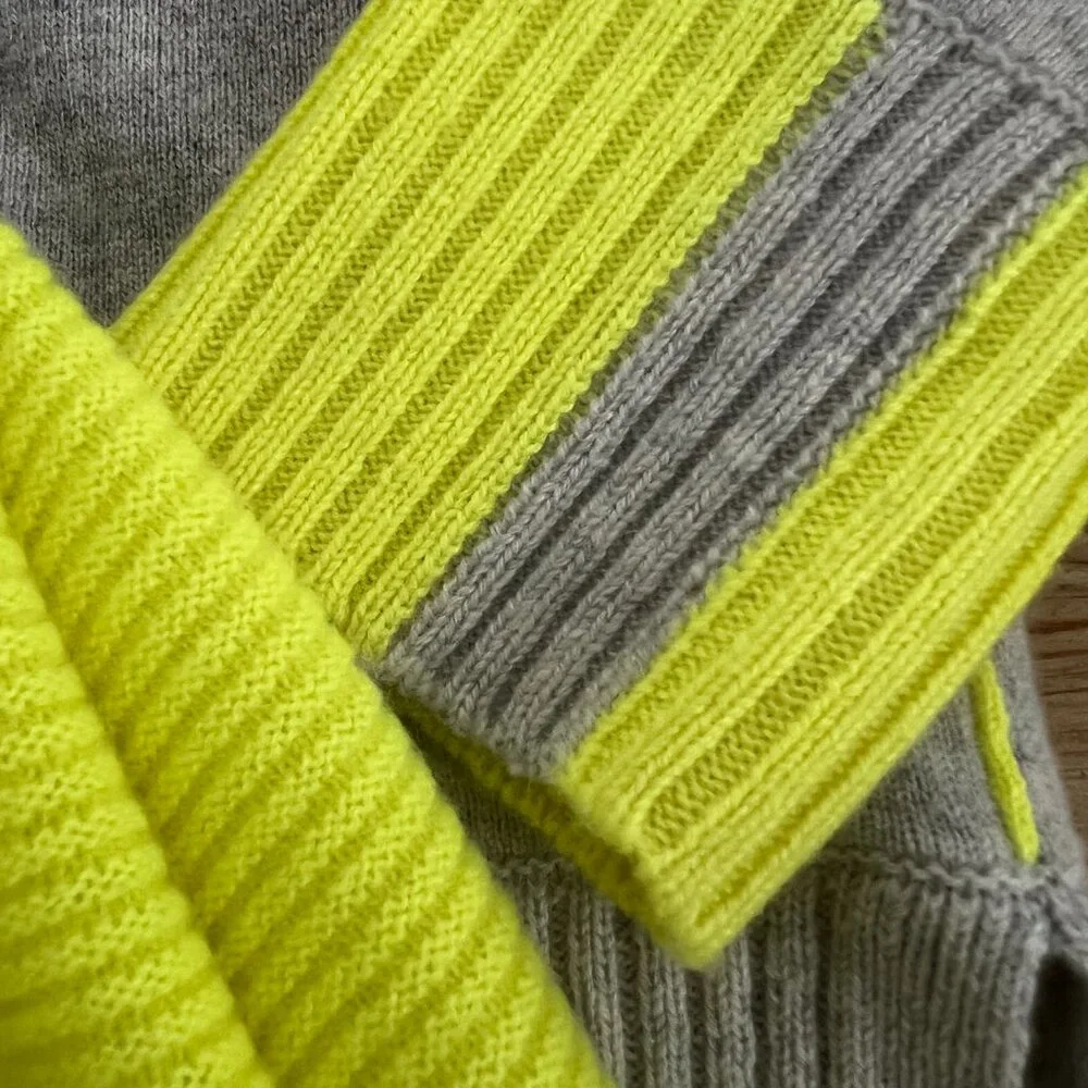 Kinross Cashmere Sweater & Wrap Set – 100% Cashmere | Gray & Vibrant Citron - Picture 7 of 7